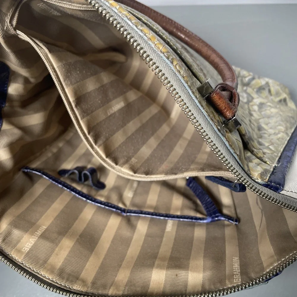 BRAHMIN‎ DUXBURY SATCHEL BAG SNAKESKIN EMBOSSED LEATHER